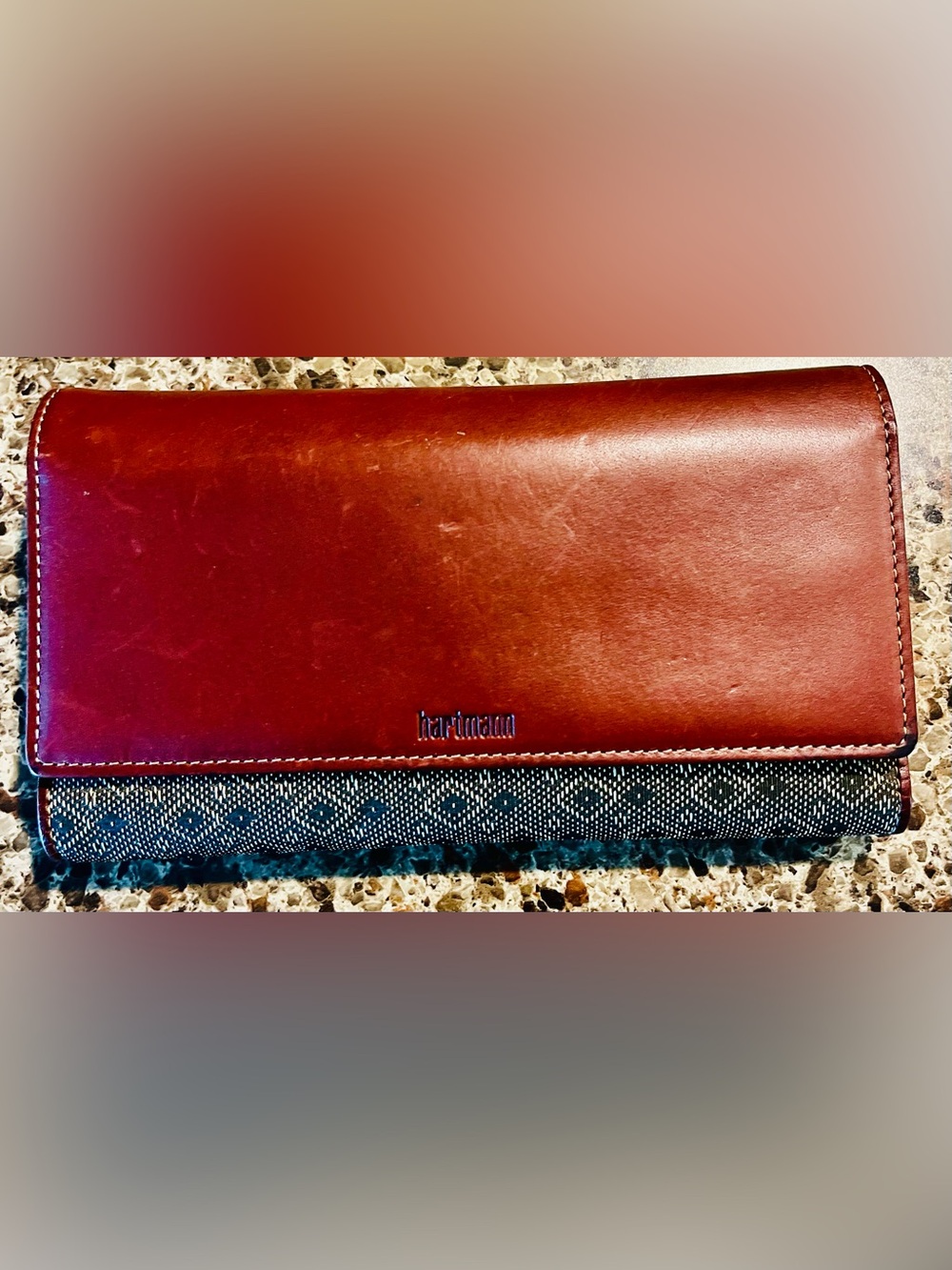 Hartmann Signature Women's Trifold Wallet - Burgundy Leather